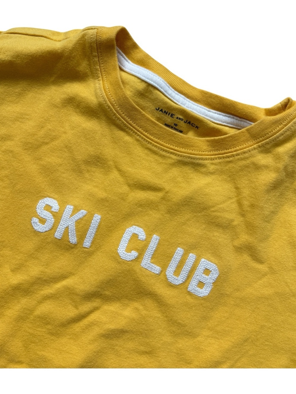 Janie and Jack Mustard Yellow Ski Club Embroidered Long Sleeve Shirt 10 Winter